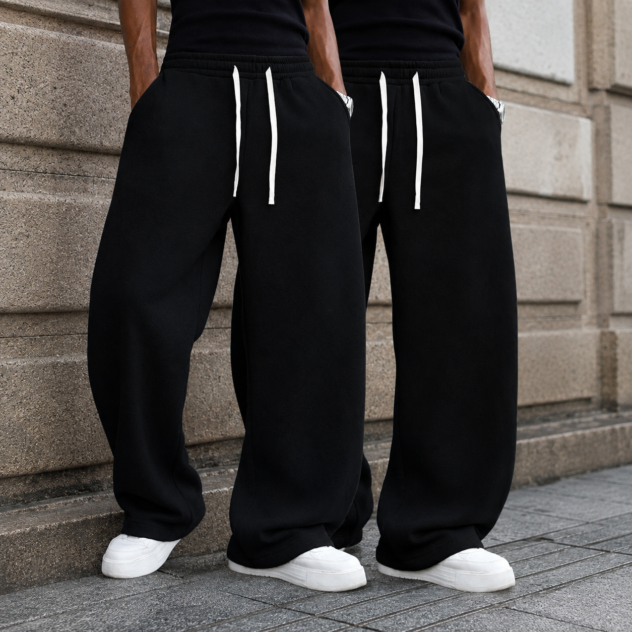 2 Pieces Loose Sports Sweatpants With Drawstring For Men