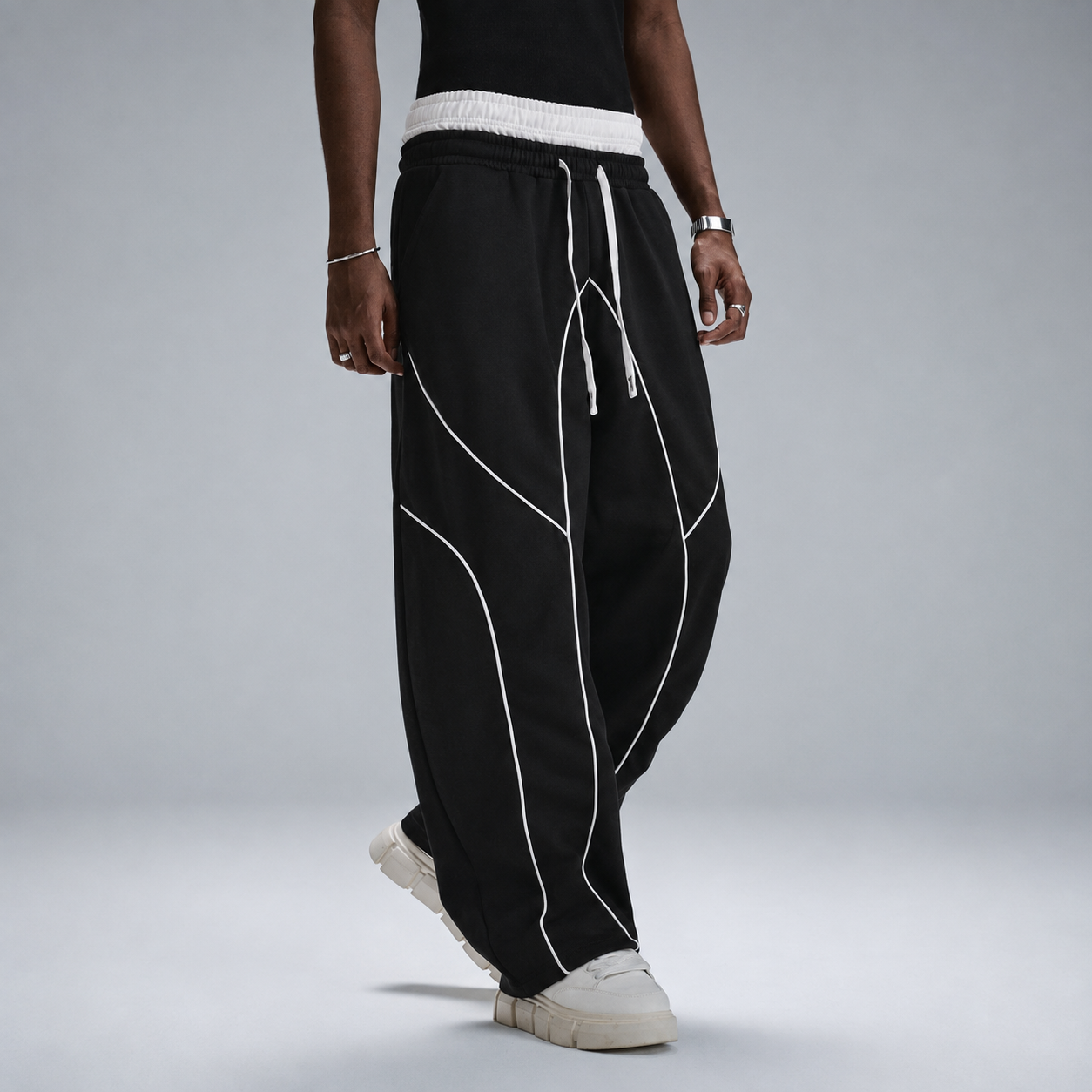 Casual 2 In 1 Thick Knit Streetwear Joggers For Men