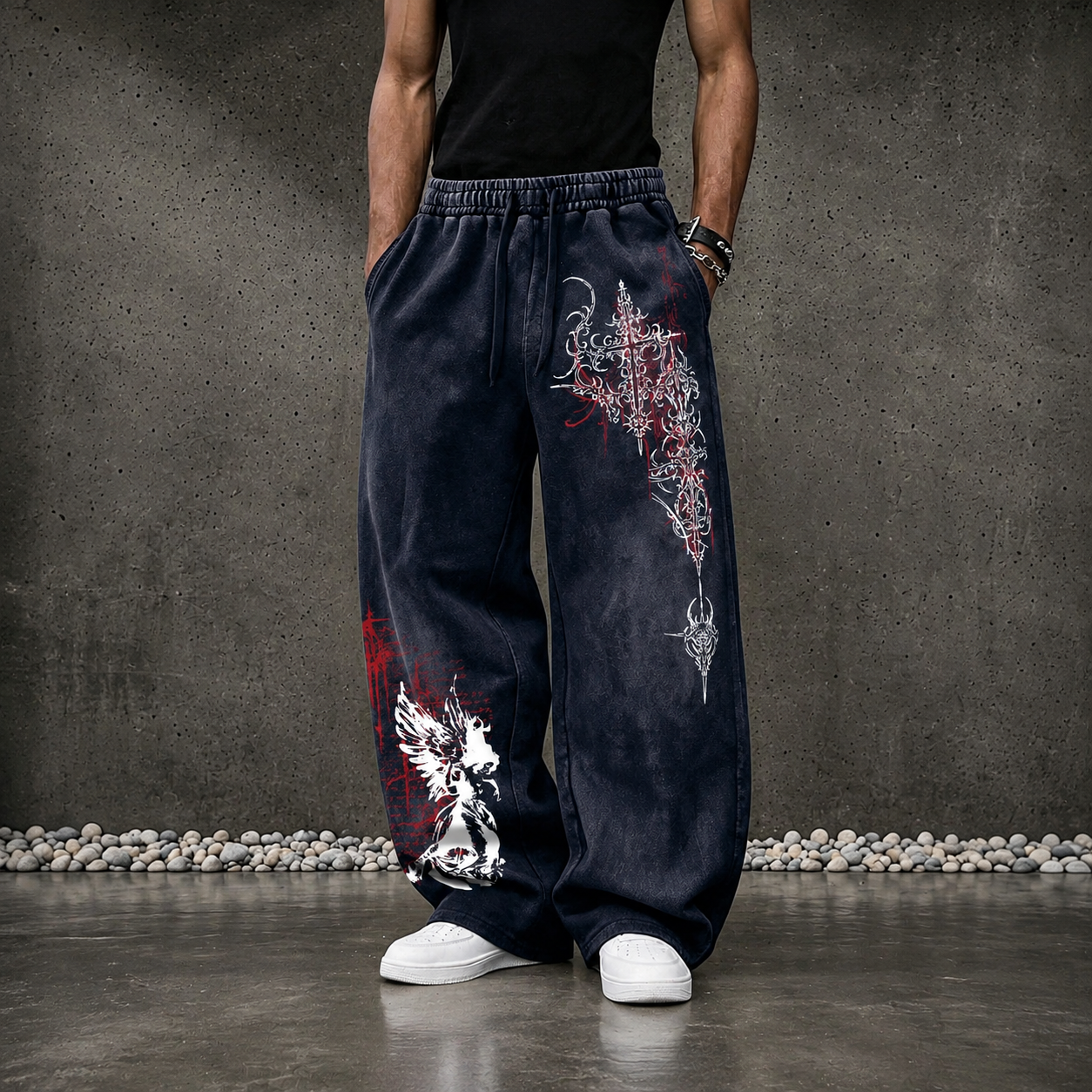 Casual Spring Letter And Cartoon Print Sweatpants For Men