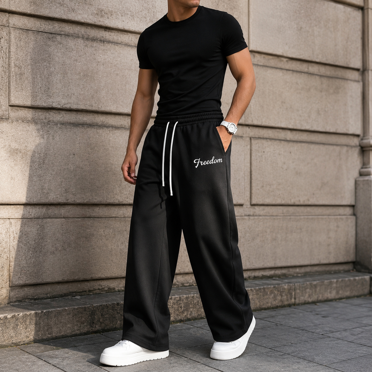 Versatile Casual Wide Loose Sports Sweatpants For Men