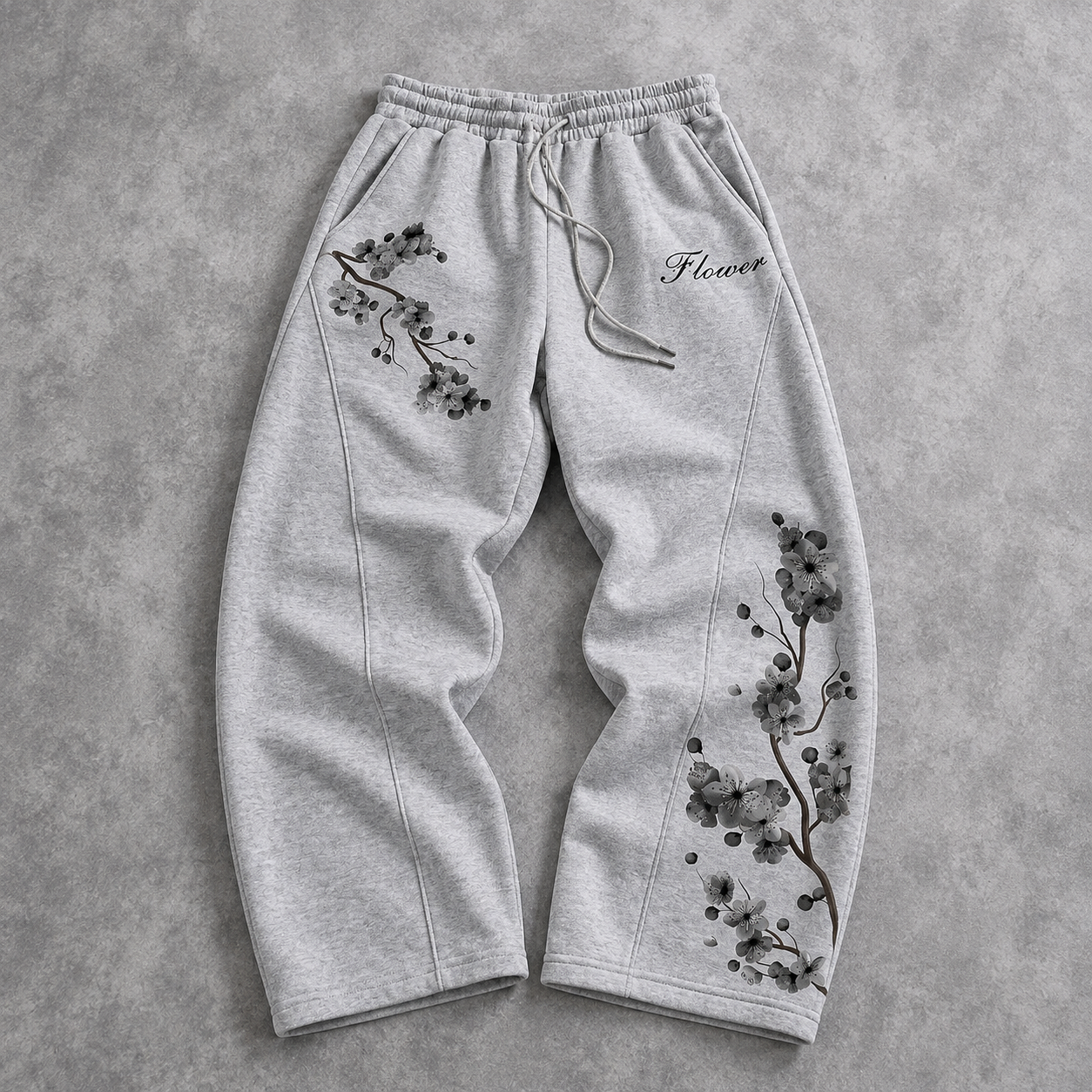 Casual Loose Vintage Floral Sweatpants For Men