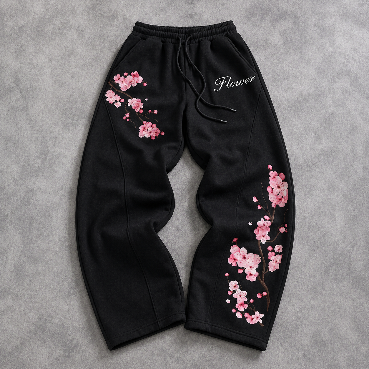 Casual Loose Vintage Floral Sweatpants For Men