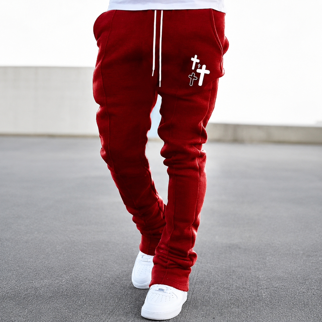 Casual Printed Drawstring Sweatpants For Men