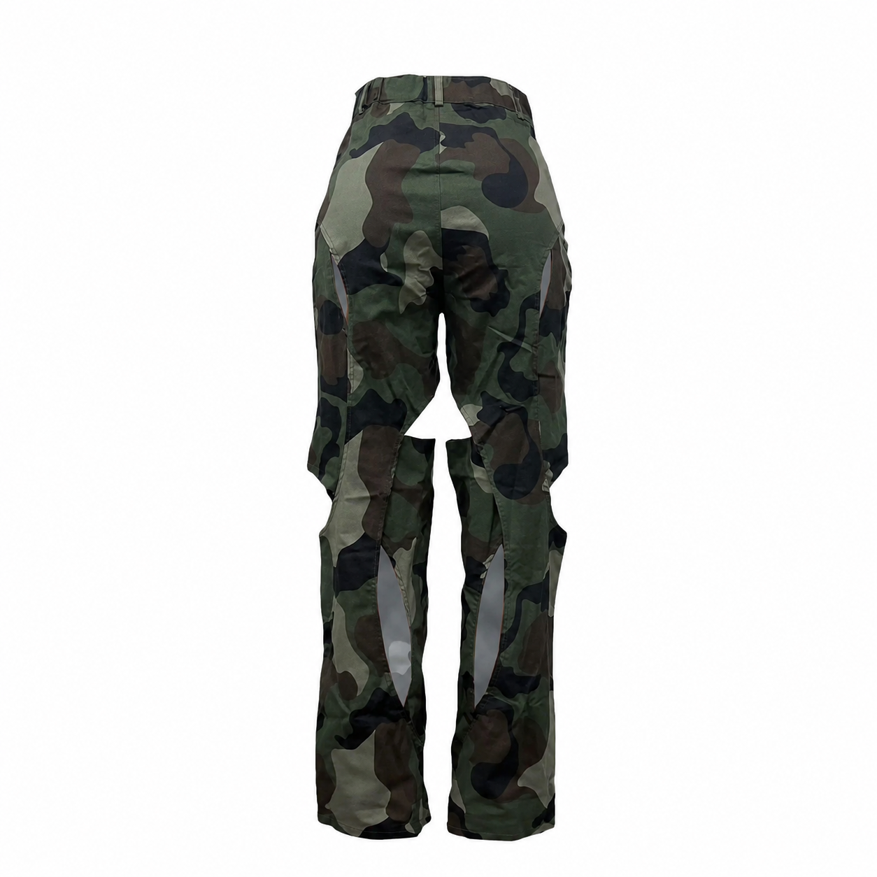 Casual Camo Print Streetwear Pants With Zipper And Button For Women