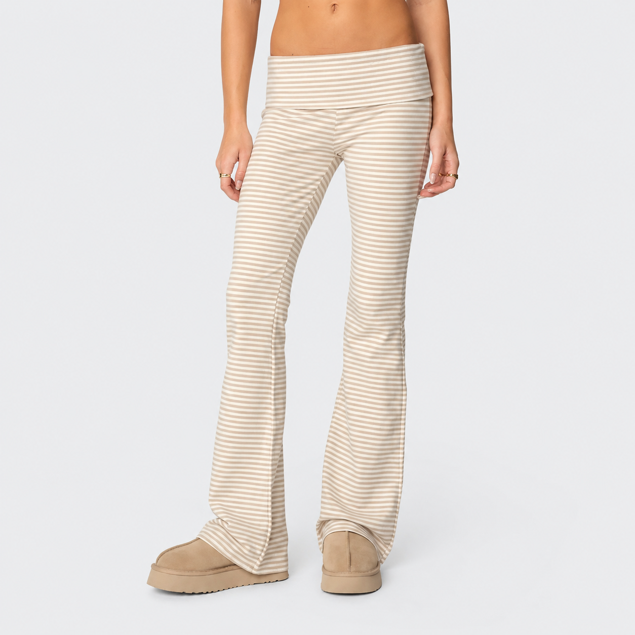 Striped Flared Casual Pants For Everyday Wear For Women