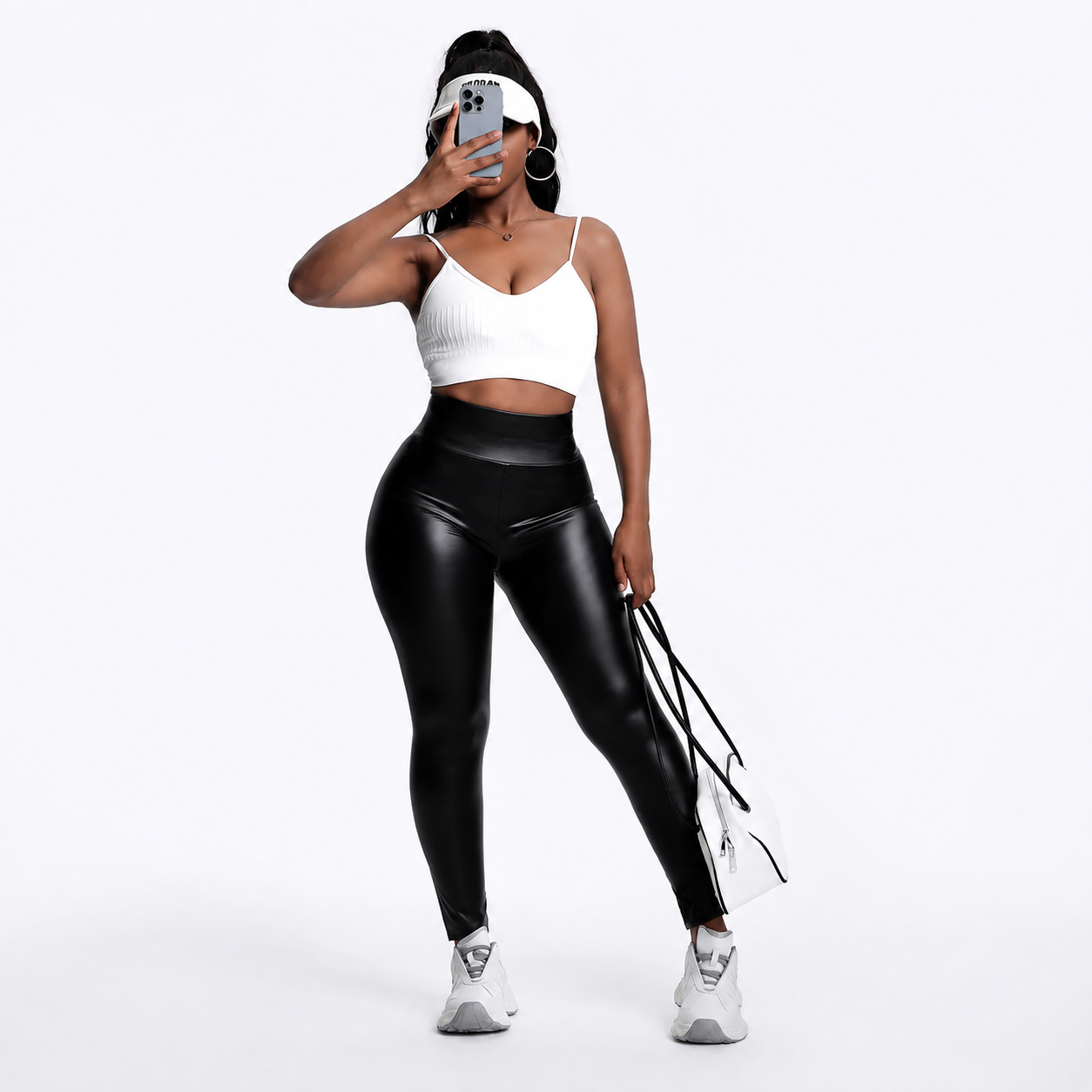 High Rise Faux Leather Casual Pants For Fall Winter Wear For Women