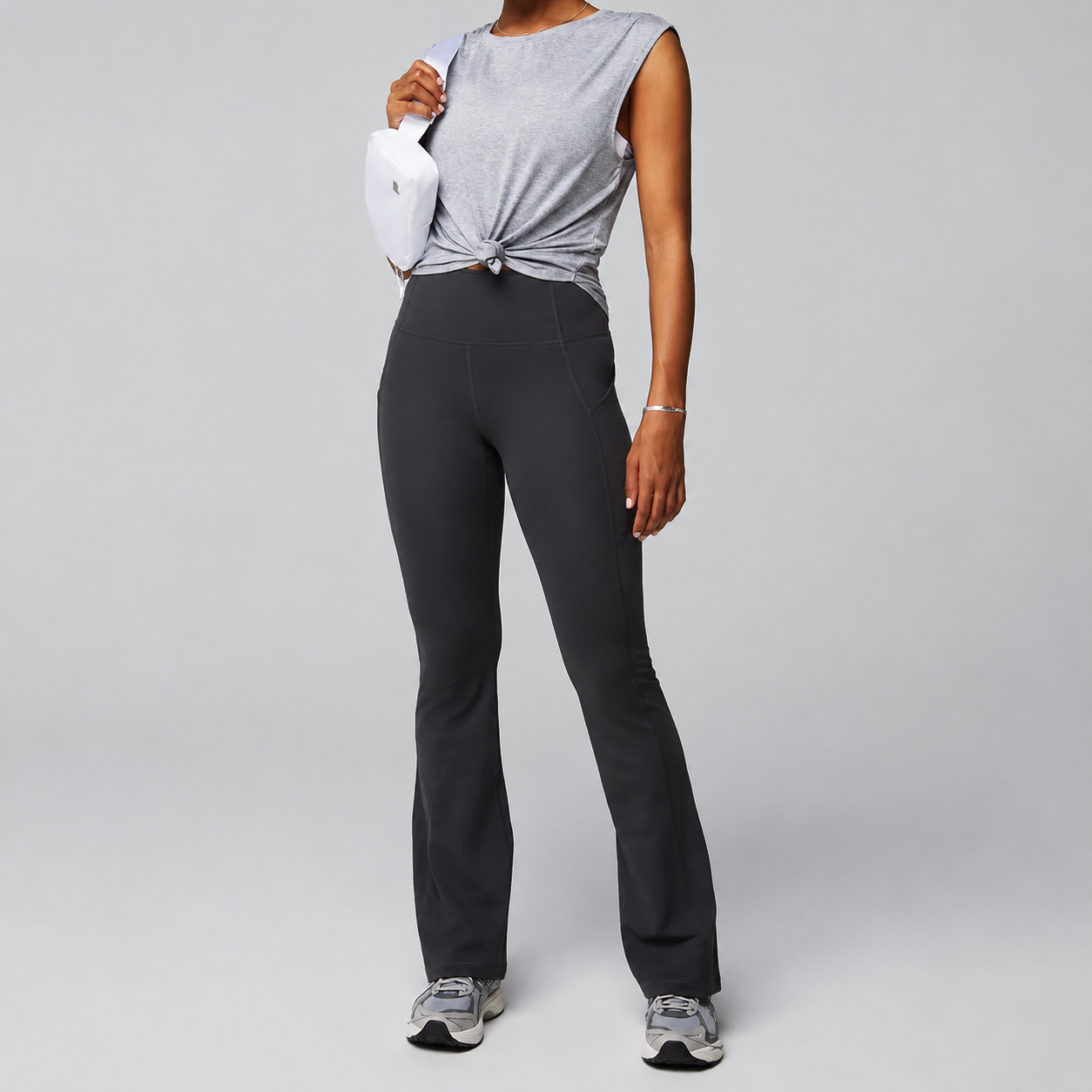 High Rise Pocket Kick Flare Casual Pants For Everyday Wear For Women