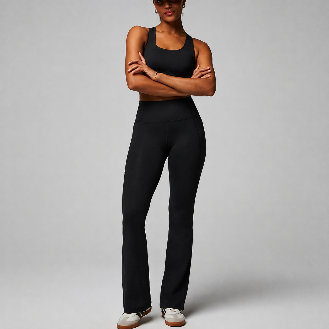 High Rise Pocket Kick Flare Casual Pants For Everyday Wear For Women