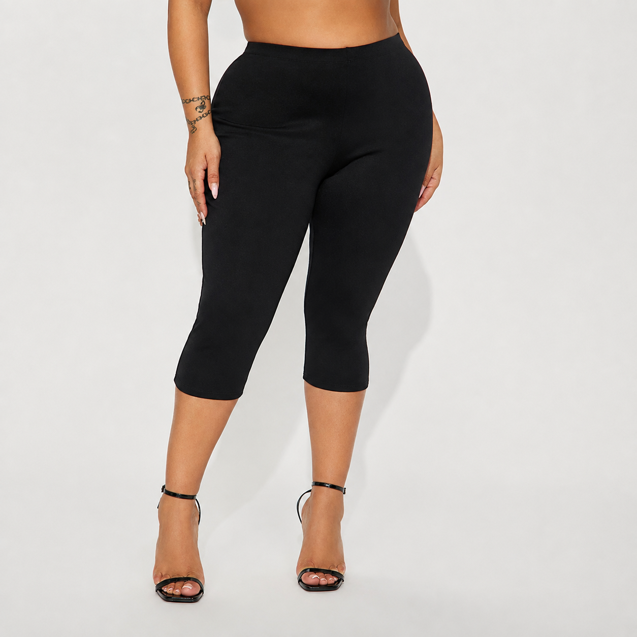 High Rise Stretch Capri Pants For Casual Daily Wear For Women