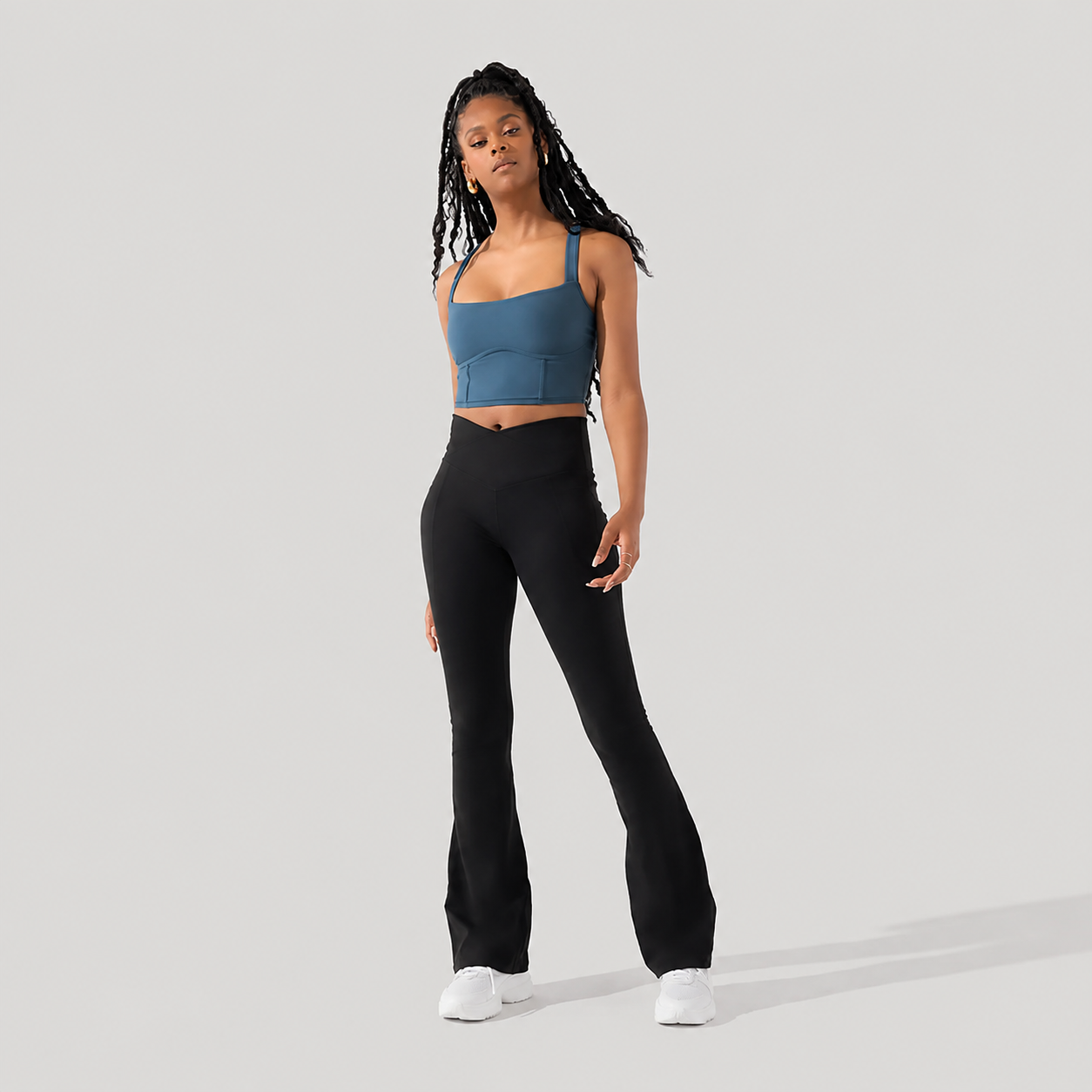 Crisscross Flared Pants With Pockets For Casual Daily Wear For Women