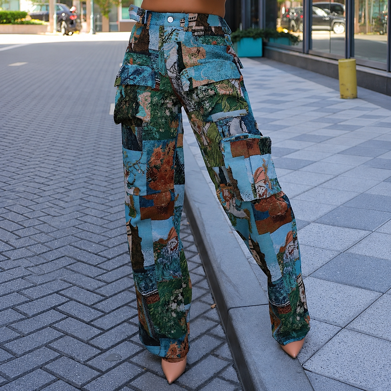 Casual Baggy Cargo Patchwork Streetwear Pants For Women