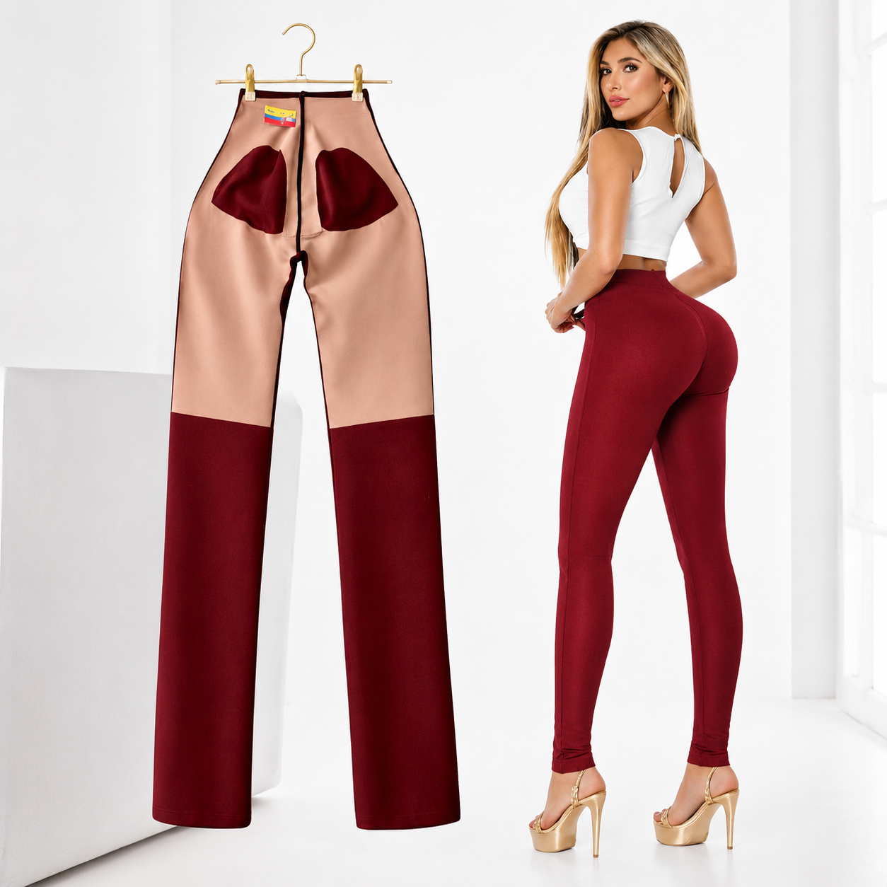 Skinny Colombian Fit Leggings with Built In Support Panel