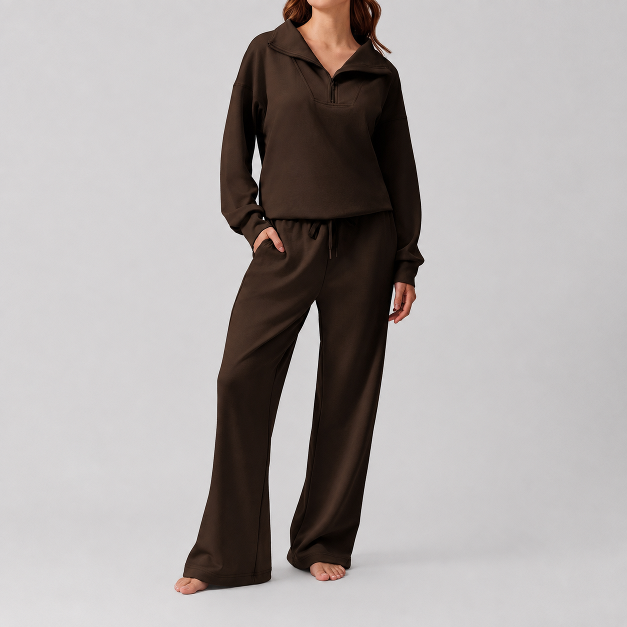 2 Pieces Long Sleeve Cardigan And Sports Pants Set  