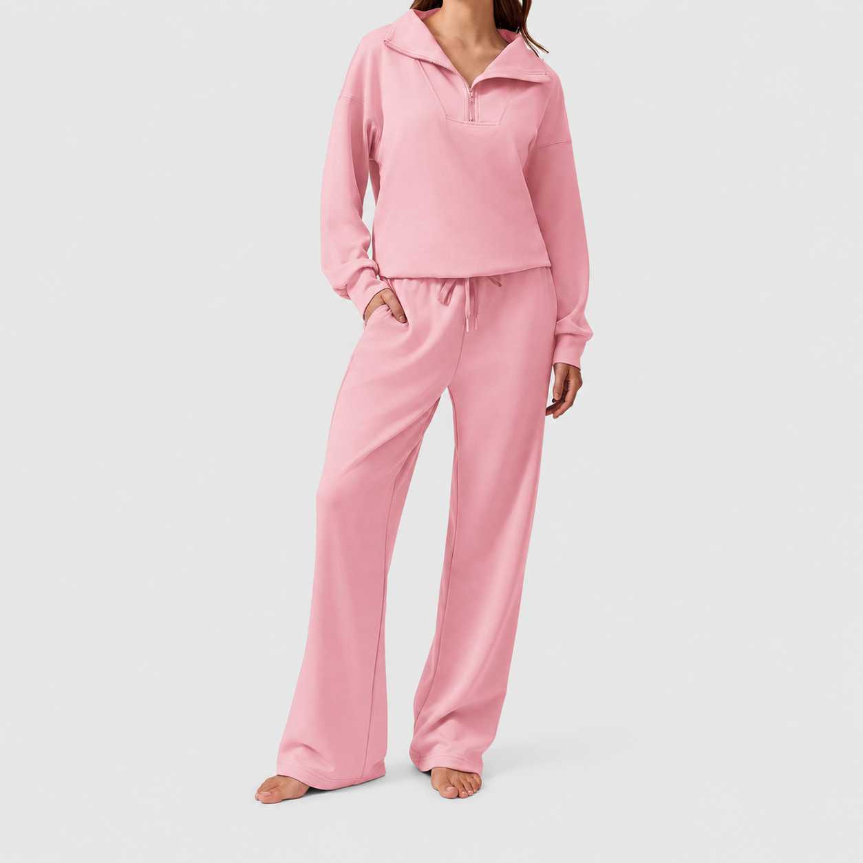 2 Pieces Long Sleeve Cardigan And Sports Pants Set  