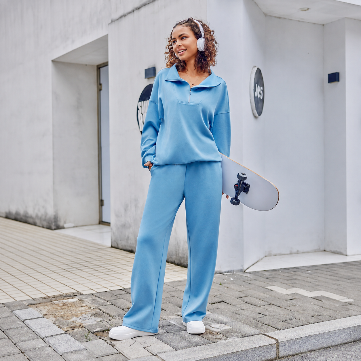 2 Pieces Long Sleeve Cardigan And Sports Pants Set  