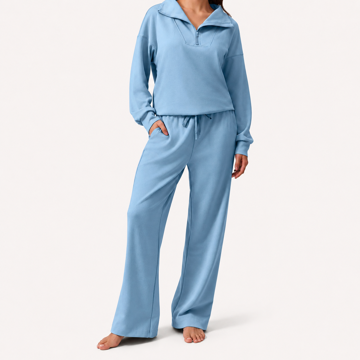 2 Pieces Long Sleeve Cardigan And Sports Pants Set  