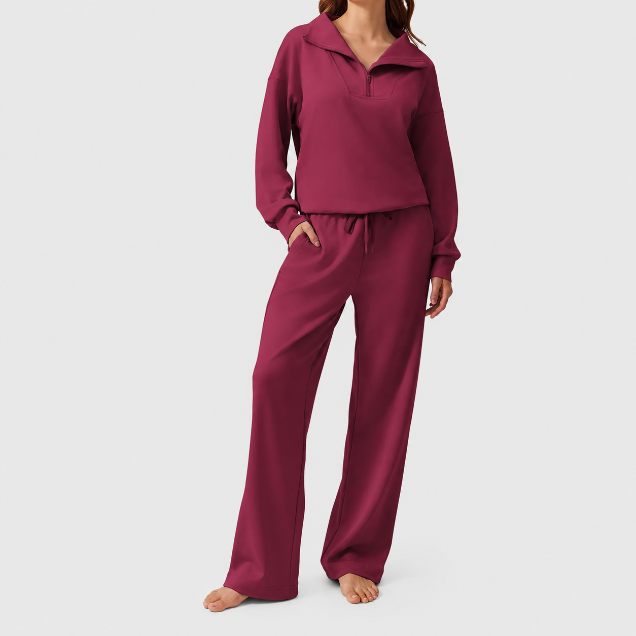 2 Pieces Long Sleeve Cardigan And Sports Pants Set  