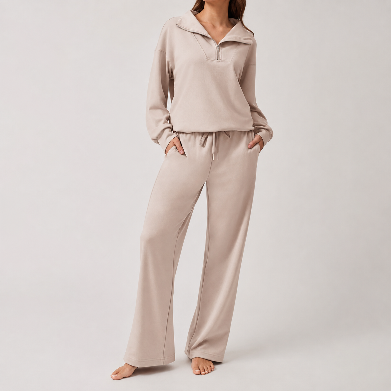 2 Pieces Long Sleeve Cardigan And Sports Pants Set  