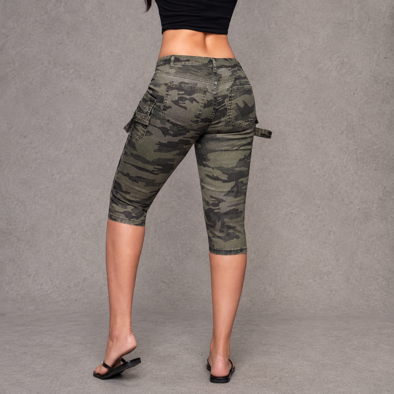 Cargo Fashion Camouflage Capri With Pocket For Women