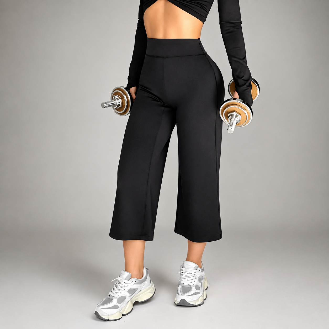 Casual Flared Yoga Sports Length Capri Pants For Women