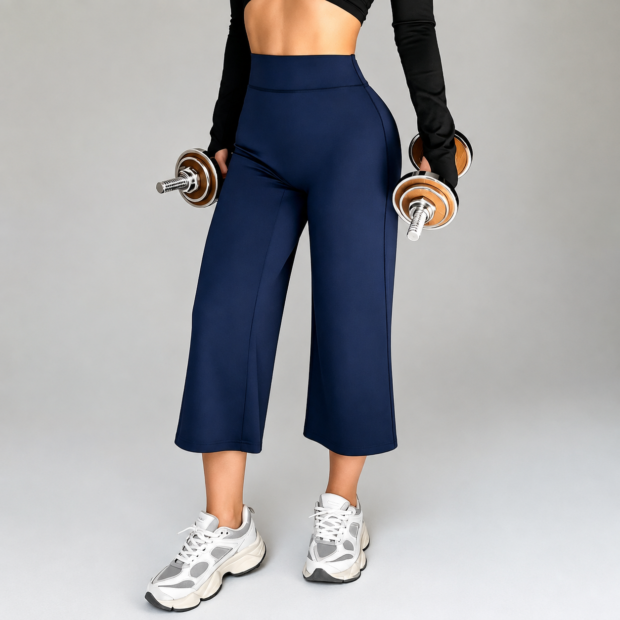 Casual Flared Yoga Sports Length Capri Pants For Women
