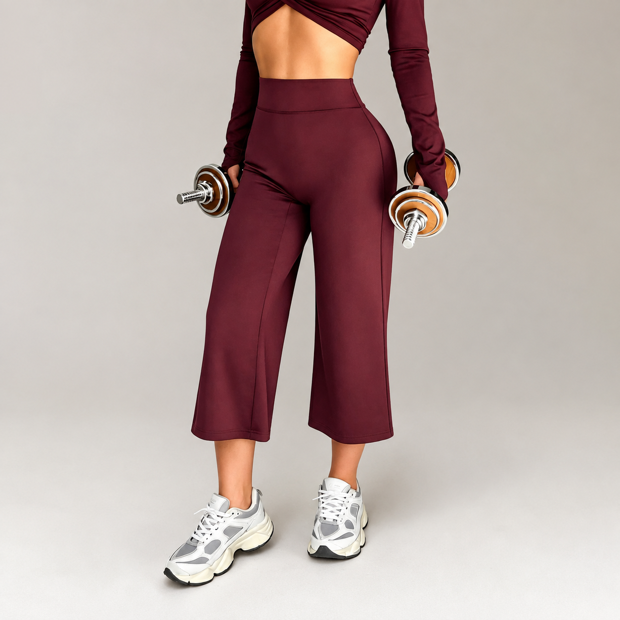 Casual Flared Yoga Sports Length Capri Pants For Women