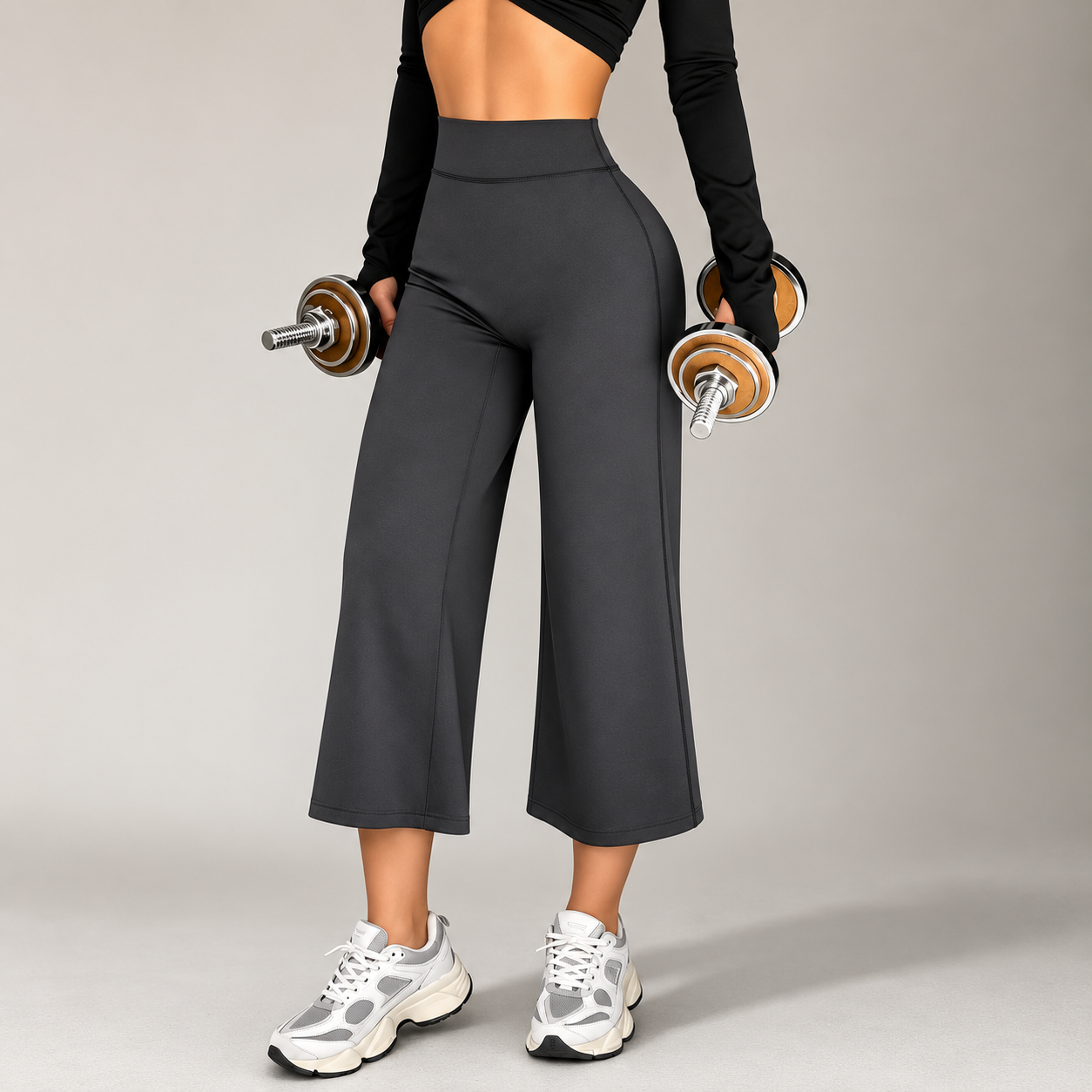 Casual Flared Yoga Sports Length Capri Pants For Women