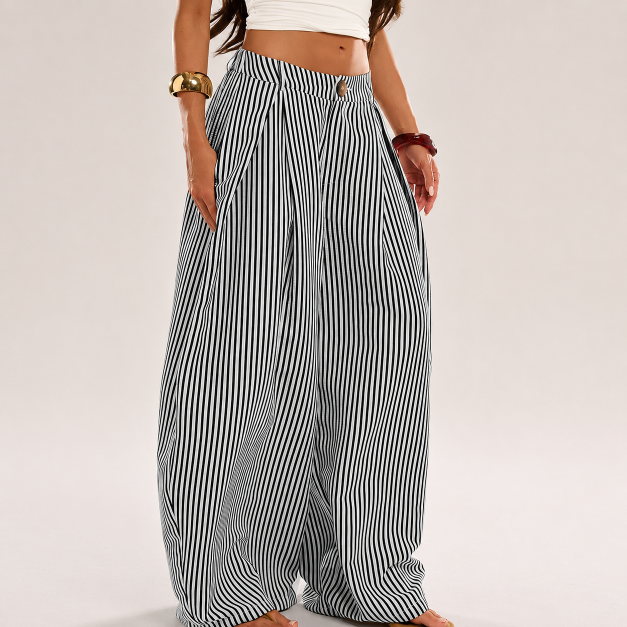 Casual Loose Checkered Striped Patchwork Boho For Women