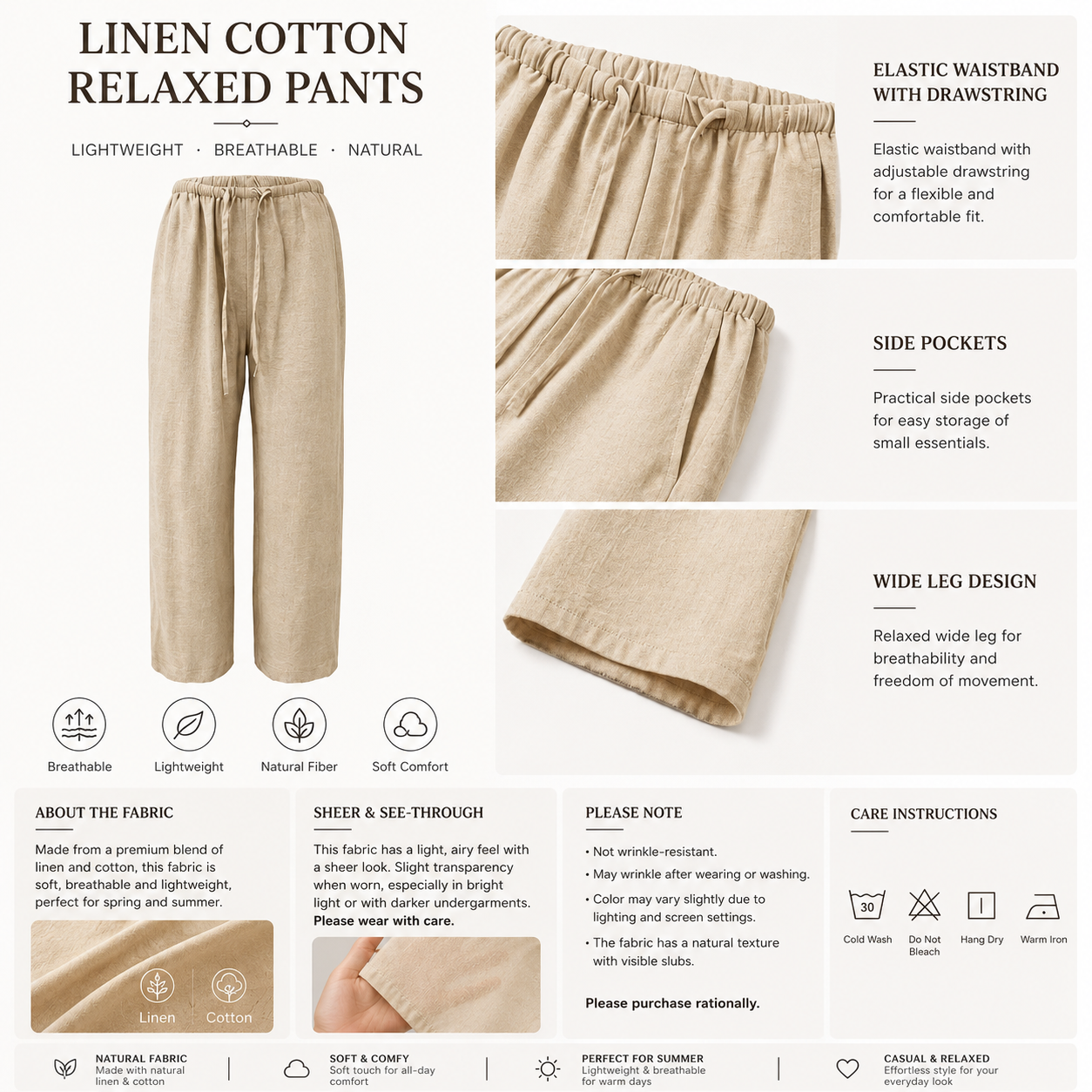 Casual Wide Loose Pants With Drawstring For Women
