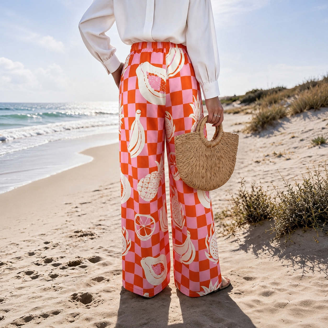 Casual Long Striped Vacation Themed Pants For Women