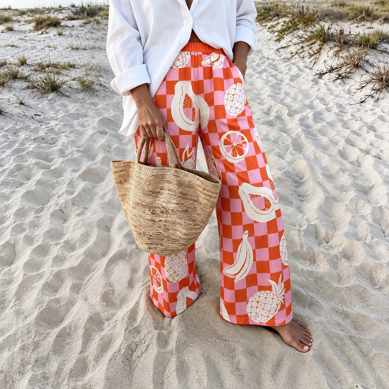 Casual Long Striped Vacation Themed Pants For Women