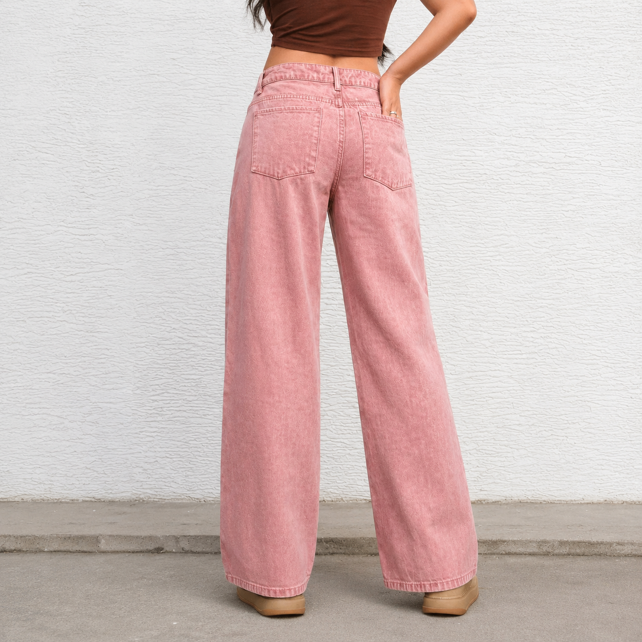 Casual Straight Long Pants With Button And Pockets For Women