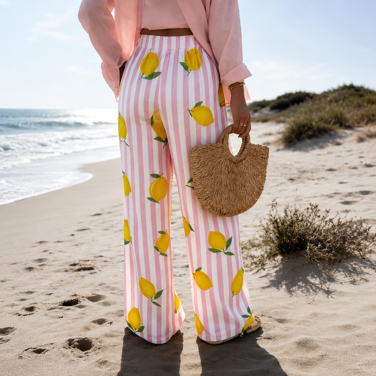 Casual Long Striped Vacation Themed Pants For Women