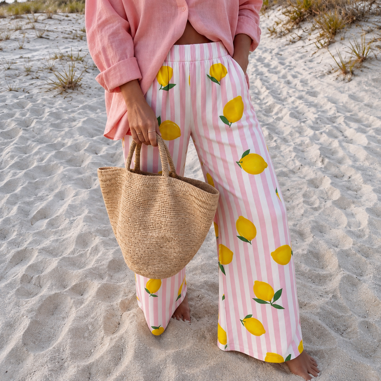Casual Long Striped Vacation Themed Pants For Women