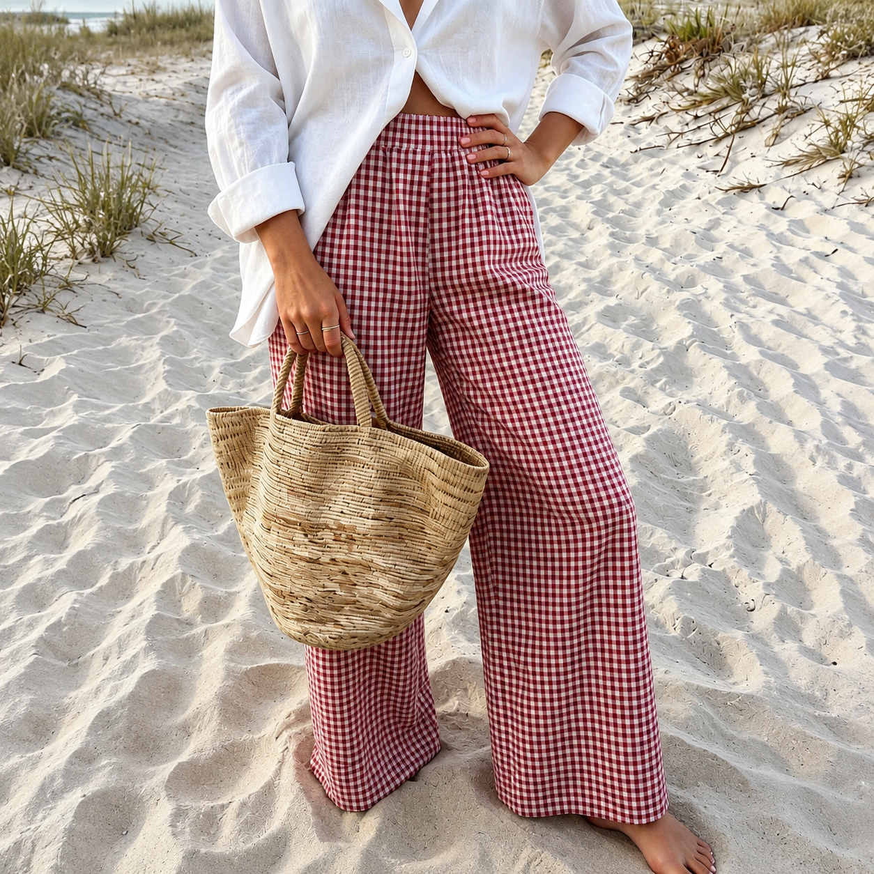 Casual Long Striped Vacation Themed Pants For Women