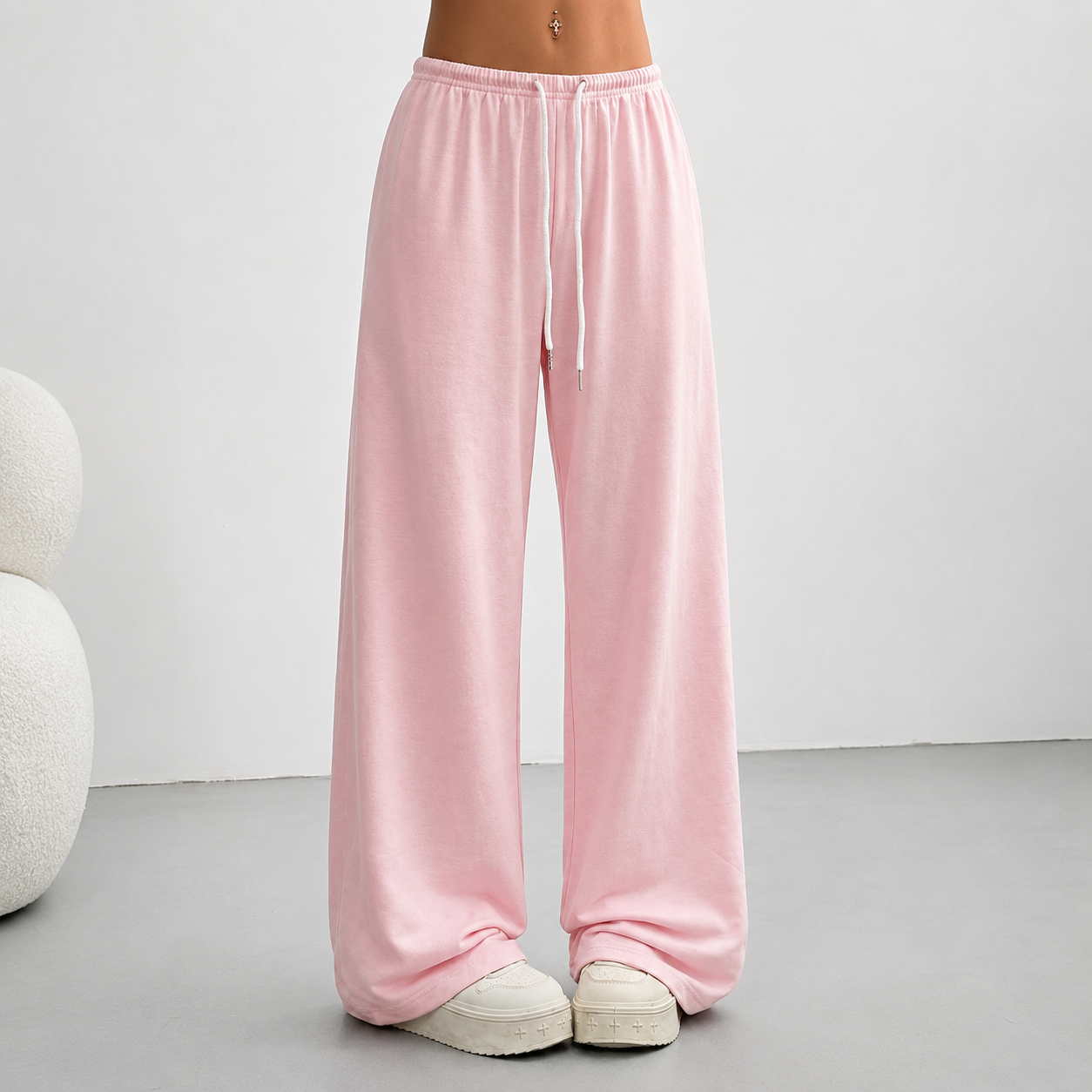 Casual Loose Summer Work Sweatpants With Drawstring For Women