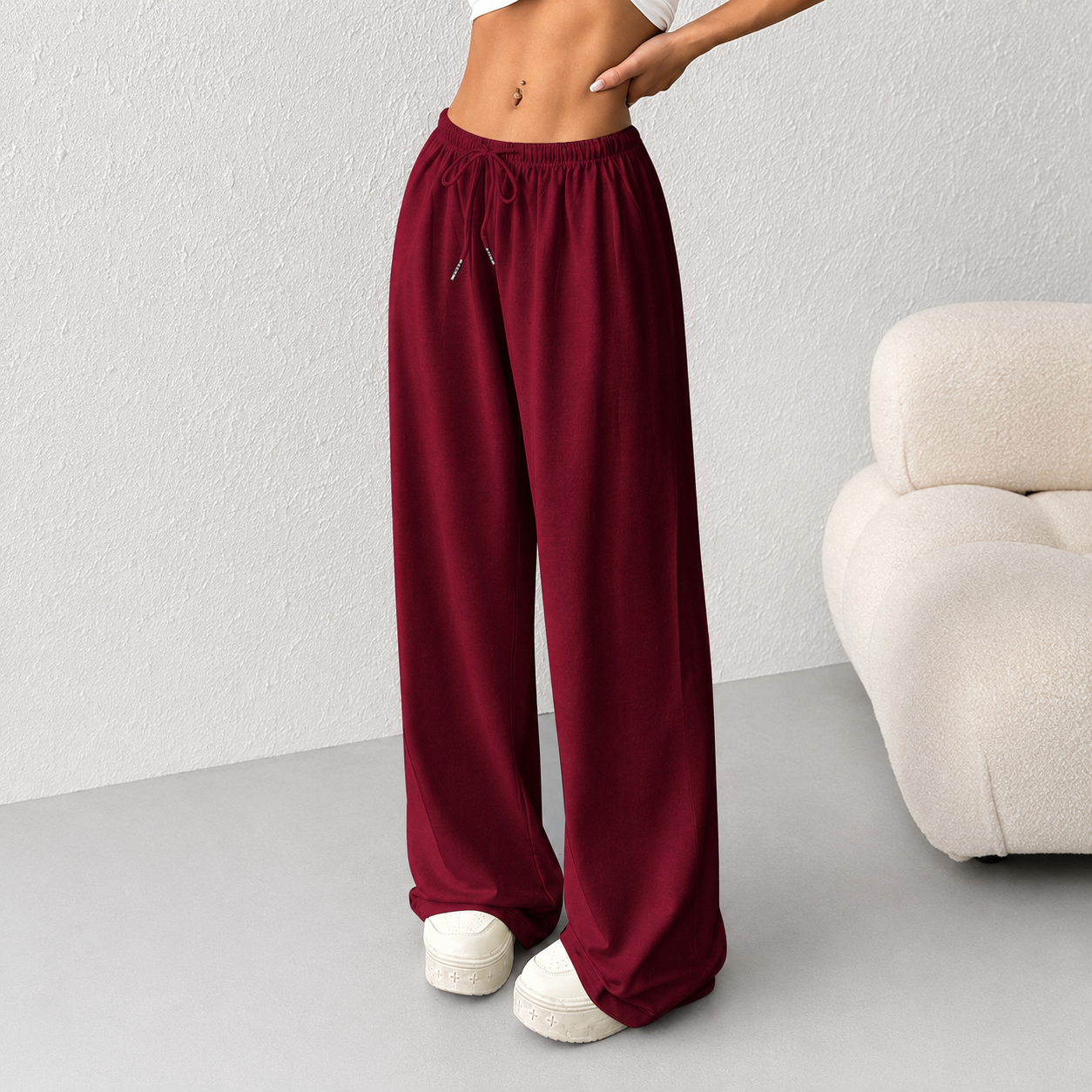 Casual Loose Summer Work Sweatpants With Drawstring For Women