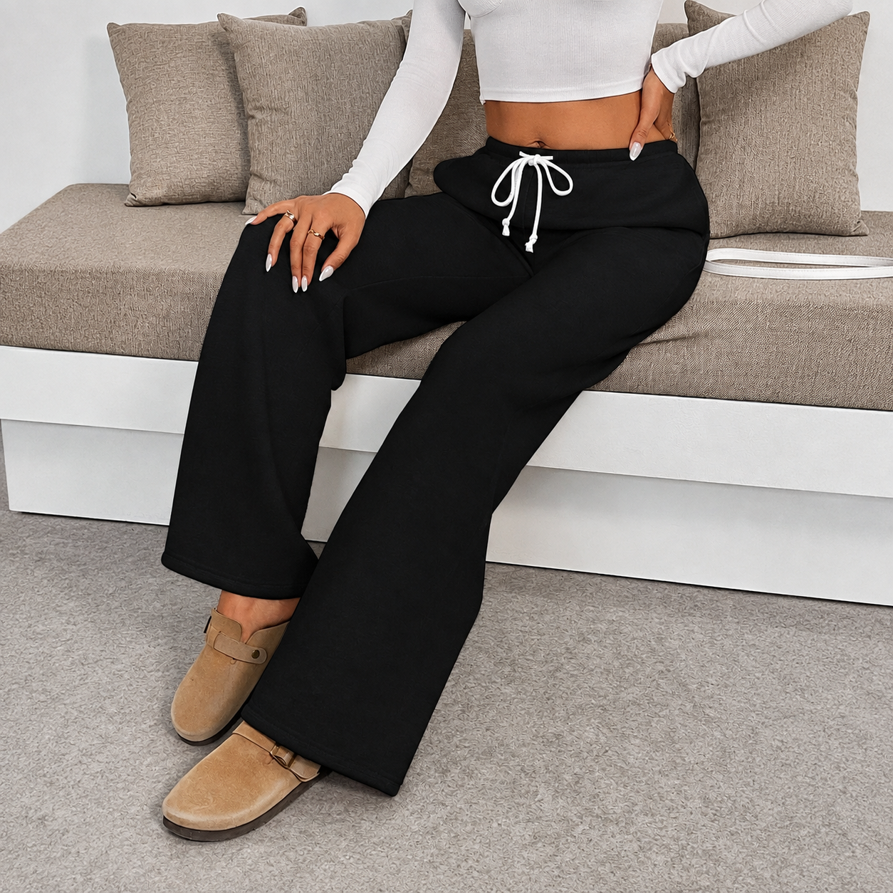 Casual Palazzo Pants With Drawstring For Women