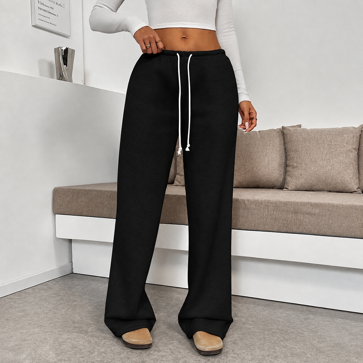 Casual Palazzo Pants With Drawstring For Women