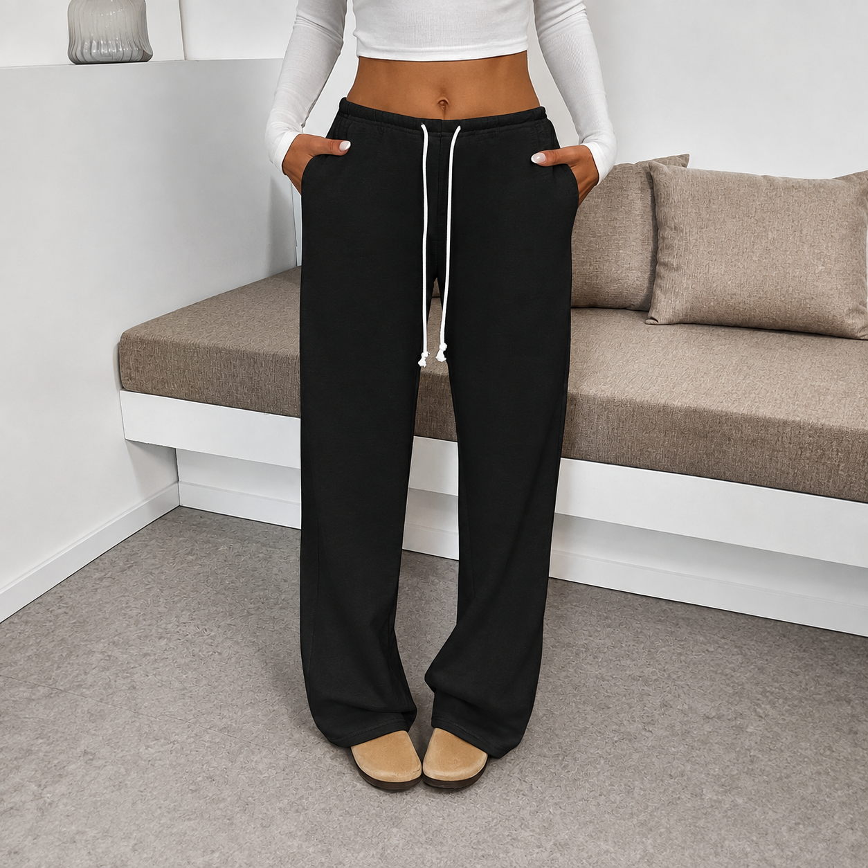 Casual Palazzo Pants With Drawstring For Women