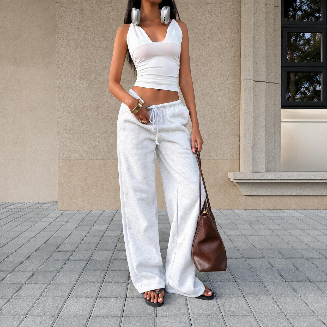 Casual Palazzo Pants With Drawstring For Women