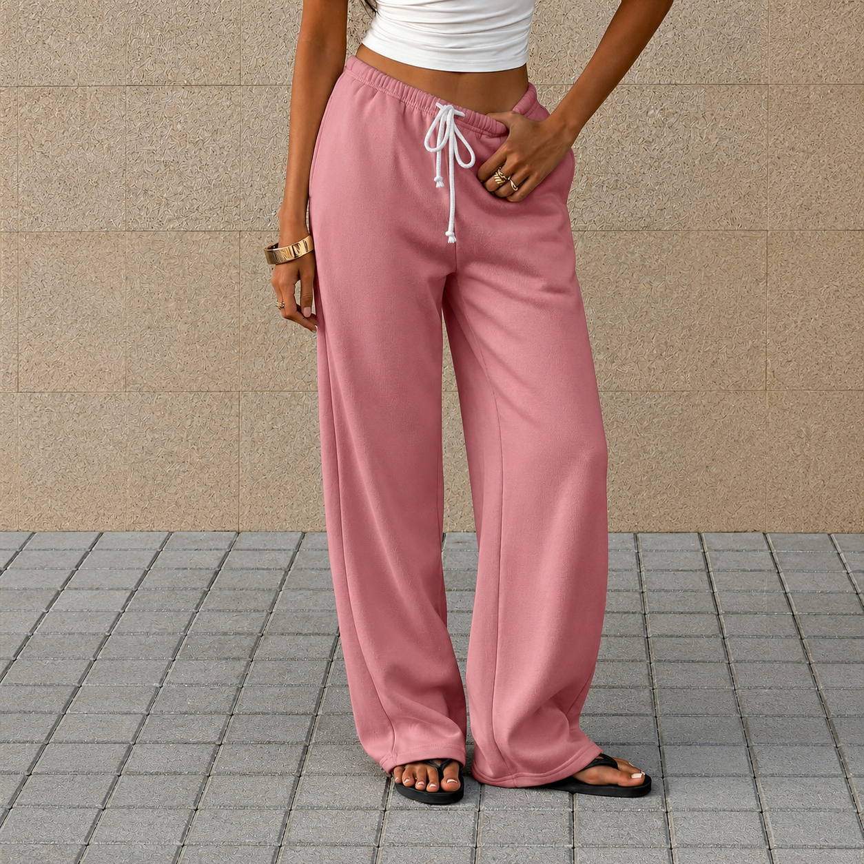 Casual Palazzo Pants With Drawstring For Women