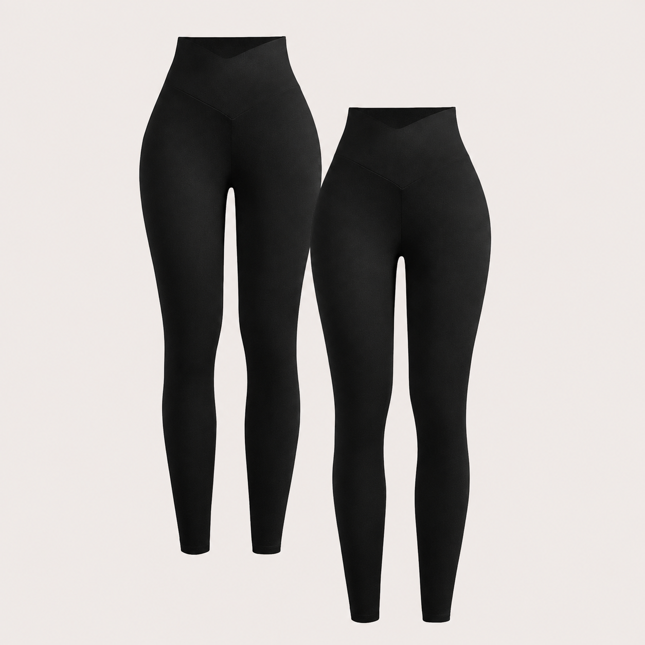 Pack Of 2 Casual Fitted Solid Colored Leggings For Women