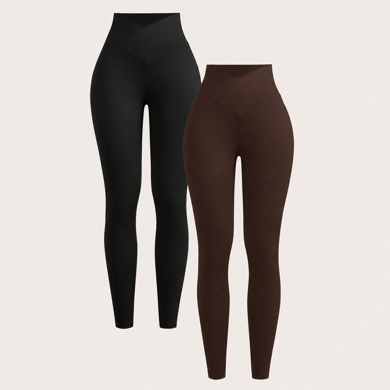 Pack Of 2 Casual Fitted Solid Colored Leggings For Women