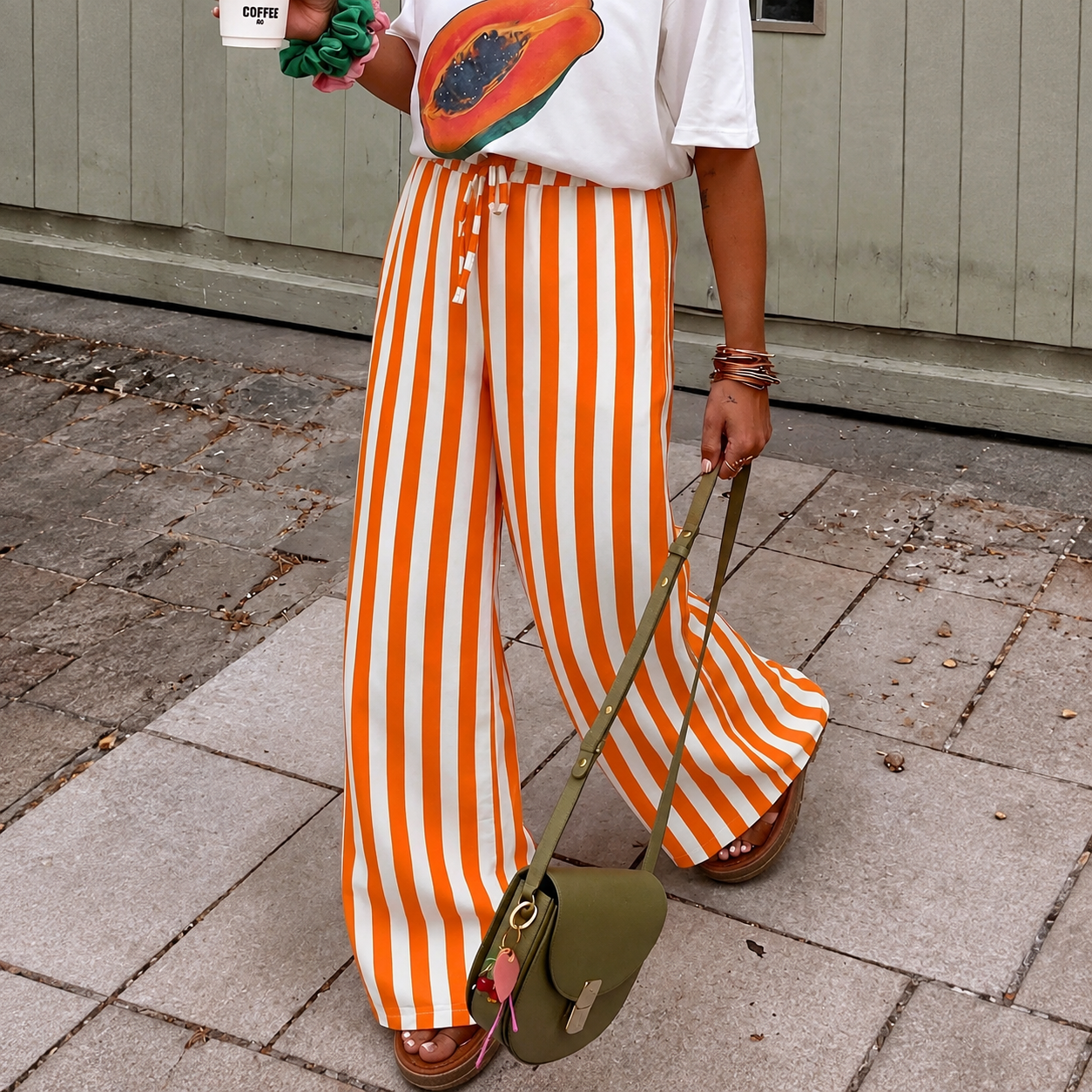 Casual Loose Straight Striped Summer Holiday Daily Pants For Women