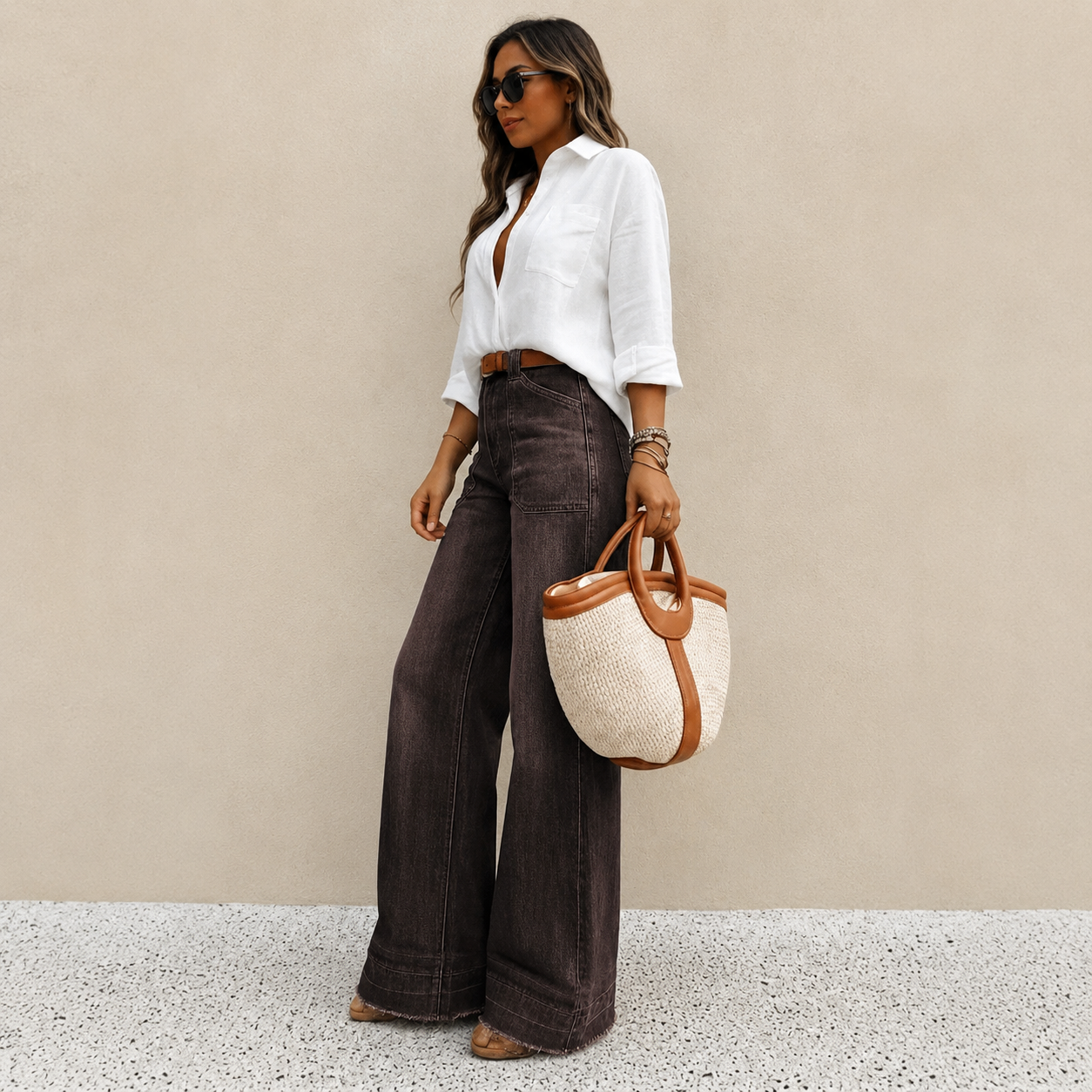 Denim Wide Long Comfy Jeans For All Season Wear
