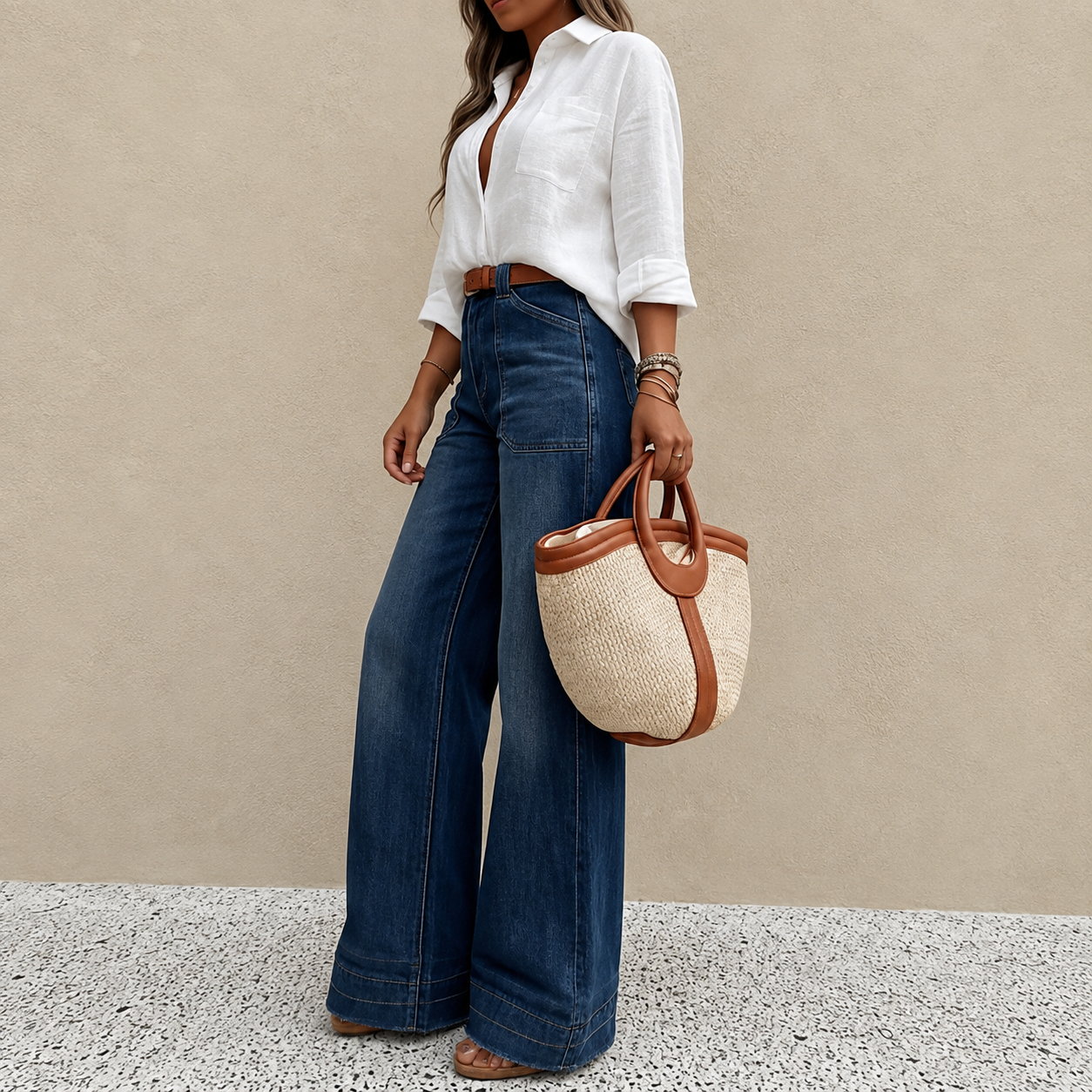 Denim Wide Long Comfy Jeans For All Season Wear