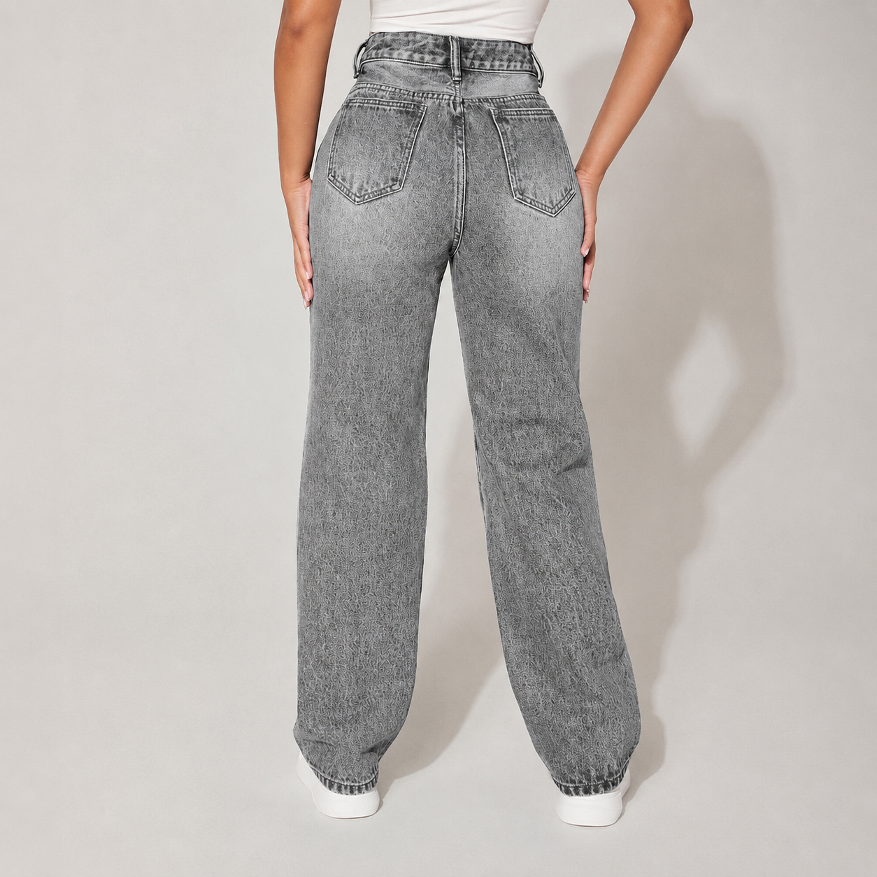 Casual Loose Straight Vintage Stacked Jeans For Women