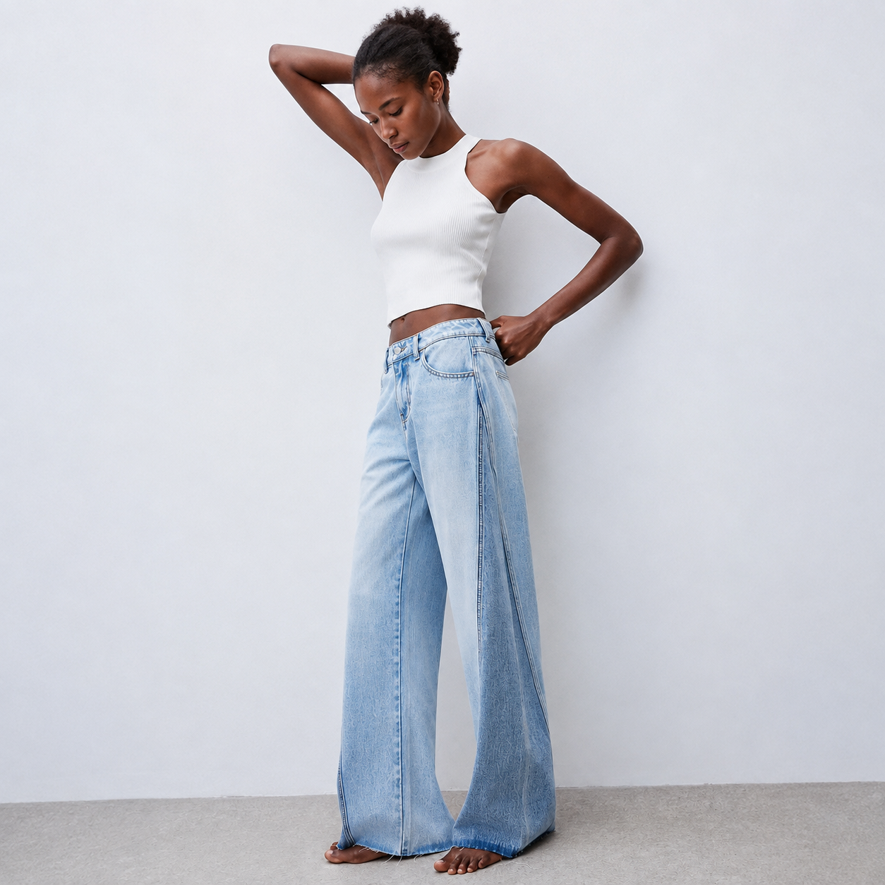 Casual Loose Straight Vintage Stacked Jeans For Women