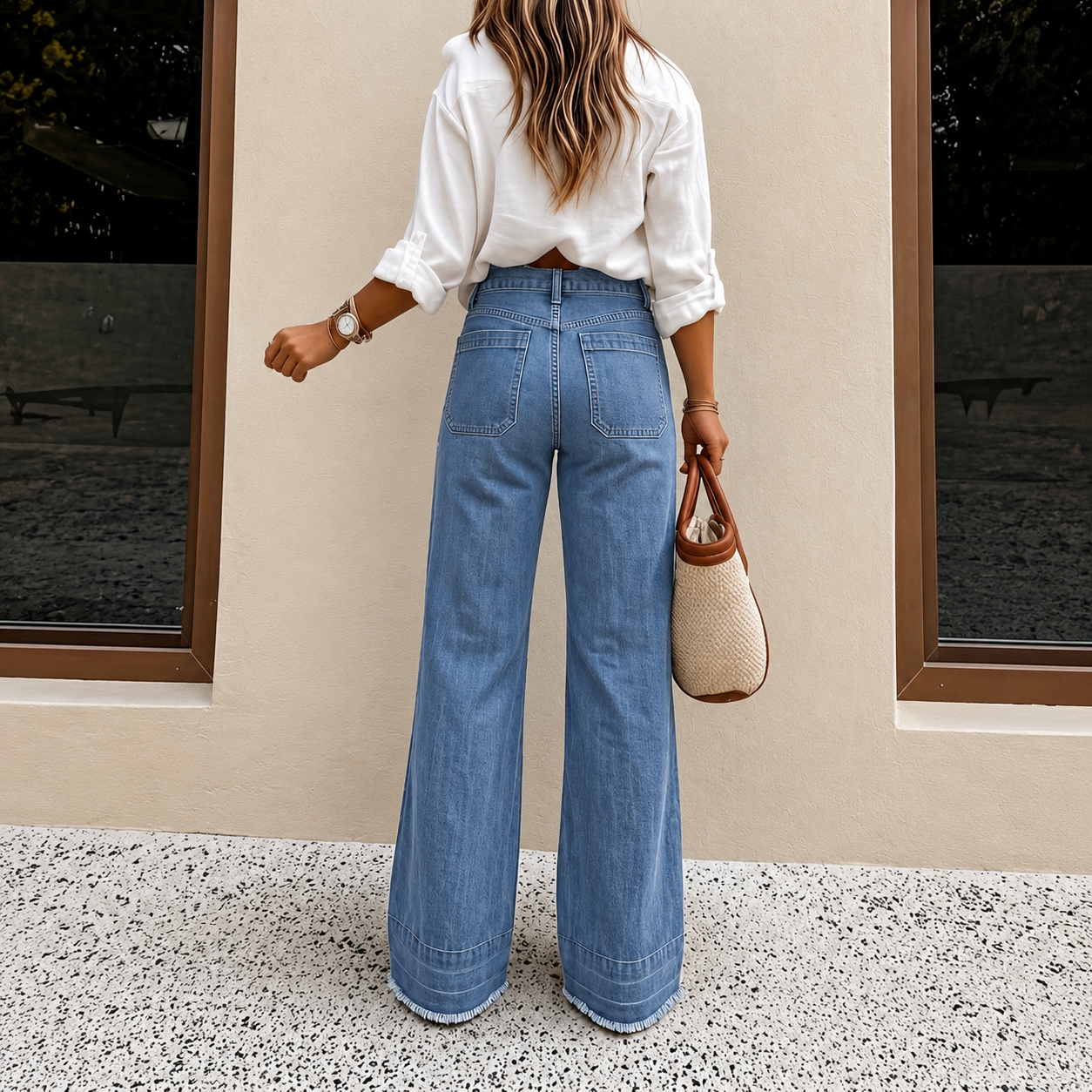 Denim Wide Long Comfy Jeans For All Season Wear